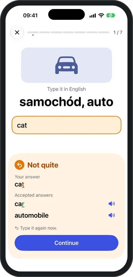 Type: “Not quite” shows where the answer differs from the accepted ones